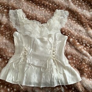 Ivory Lace-Trim Corset Top